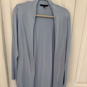 Powder blue open front long cardigan